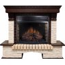 Каминокомплект Pierre Luxe угловой - Темный дуб / Сланец бежевый с очагом Dioramic 28 LED FX