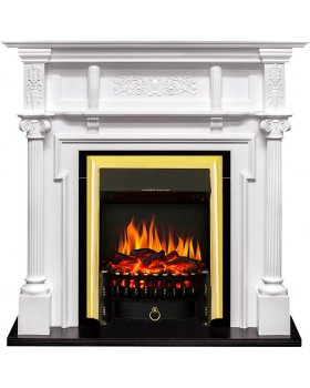 Каминокомплект Oxford - Белый с очагом Fobos FX Brass