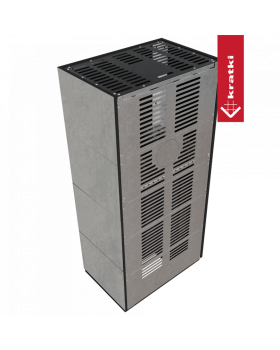 Каминокомплект FLOKI в облицовке CEMENTO GRIGIO BOCCIARDATA, угловое стекло слева-foto5