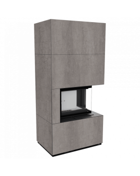 Каминокомплект FLOKI в облицовке NATURALI PIETRA DI SAVOIA GRIGIA BOCCIARDATA, угловое стекло справа-foto3