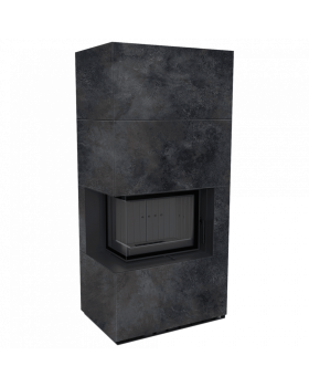 Каминокомплект FLOKI в облицовке OSSIDO NERO, угловое стекло слева-foto3