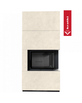 Каминокомплект FLOKI в облицовке FOKOS TALCO, угловое стекло справа