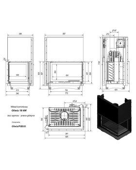 Топка OLIWIA/P/BS/G, Г-образное стекло справа, гильотина-foto2