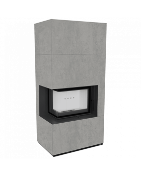 Каминокомплект FLOKI в облицовке CEMENTO GRIGIO BOCCIARDATA, угловое стекло слева-foto4