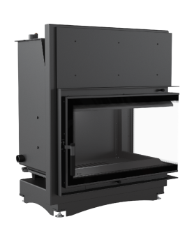 Топка с водяным контуром Oliwia/PW/BP/22/BS/W/DECO, Г-образное стекло справа, змеевик