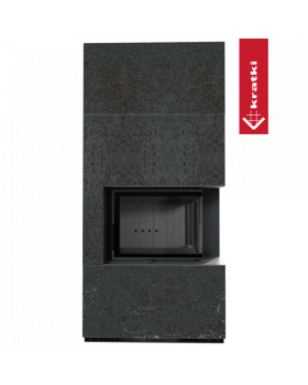 Каминокомплект FLOKI в облицовке OXIDE NERO, угловое стекло справа-foto6