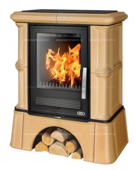 Печь-камин ABX BAVARIA LI керамическая, с чугунной топкой, с кафельным цоколем (каштан)-foto4