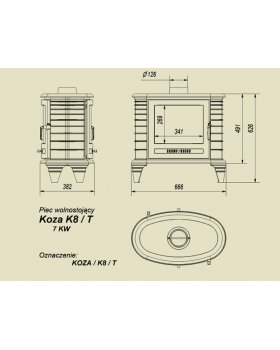 Печь-камин Kratki Koza/K8/T чугунная-foto2