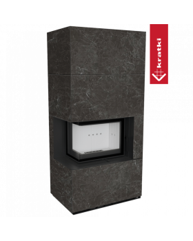 Каминокомплект FLOKI в облицовке NATURALI NERO GRECO, угловое стекло слева-foto2