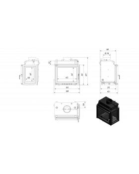 Топка с водяным контуром MAJA/PW/BP/12/W, стекло справа, змеевик-foto2