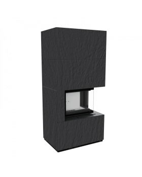 Каминокомплект FLOKI в облицовке NATURALI ARDESIA NERO A SPACCO, угловое стекло справа-foto3