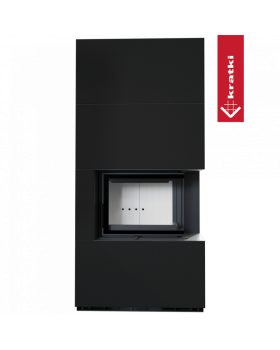 Каминокомплект FLOKI в облицовке ZIMBABWE NERO, угловое стекло справа-foto2