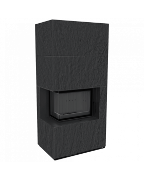 Каминокомплект FLOKI в облицовке NATURALI ARDESIA NERO A SPACCO, угловое стекло слева-foto3