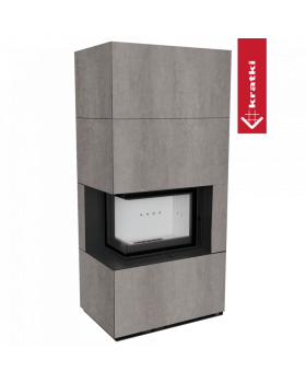 Каминокомплект FLOKI в облицовке NATURALI PIETRA DI SAVOIA GRIGIA BOCCIARDATA, угловое стекло слева-foto2