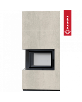 Каминокомплект FLOKI в облицовке NATURALI PIETRA DI SAVOIA PERLA BOCCIARDATA, угловое стекло слева-foto2