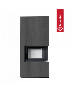 Каминокомплект FLOKI в облицовке NATURALI PIETRA DI SAVOIA ANTRANCITE BOCCIARDATA, угловое стекло справа-foto2