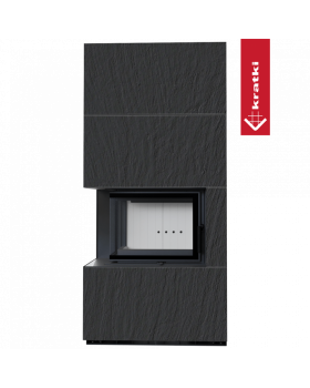 Каминокомплект FLOKI в облицовке NATURALI ARDESIA NERO A SPACCO, угловое стекло слева-foto2