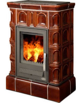 Печь-камин ABX Britania LPI керамическая кафельная, кафельный цоколь (коричневая)-foto3