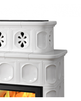 Печь-камин ABX KARELIE P OX, белый цоколь - вставка СТАЛЬНАЯ (зеленая)-foto2