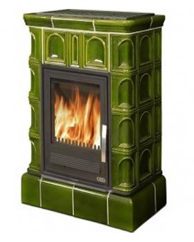 Печь-камин ABX Britania LPI керамическая кафельная, кафельный цоколь (коричневая)-foto2