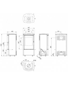 Печь-камин DEFRO HOME CERES 6кВт, черная сталь-foto3