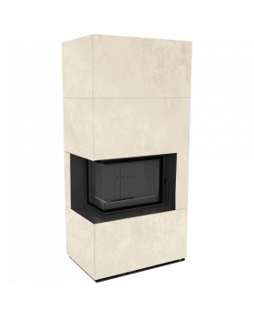 Каминокомплект FLOKI в облицовке OXIDE BIANCO, угловое стекло слева-foto4