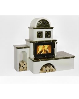 Печь-камин ABX Pegas кафельная (коричневая)-foto2