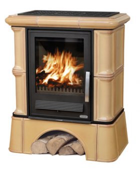 Печь-камин ABX BAVARIA K керамическая, с кафельным цоколем, с теплообменником