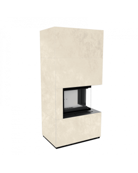 Каминокомплект FLOKI в облицовке OXIDE BIANCO, угловое стекло справа-foto3