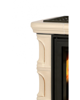 Печь-камин ABX BRITANIA KPI, кафельный цоколь - вставка КОМБО, с допуском воздуха извне (зеленая)-foto5