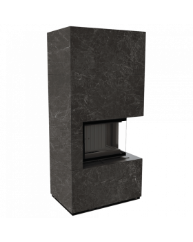 Каминокомплект FLOKI в облицовке NATURALI NERO GRECO, угловое стекло справа-foto3