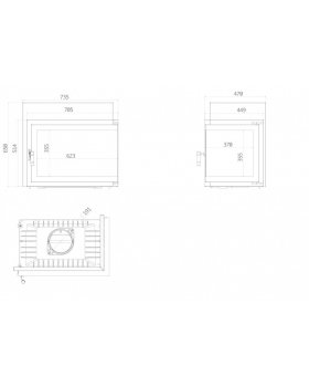 Топка ECT Font/700/R 14 кВт, 735/514/X, угловое стекло справа-foto2