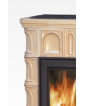 Печь-камин ABX BRITANIA KPI, кафельный цоколь - вставка КОМБО, с допуском воздуха извне (зеленая)-foto4