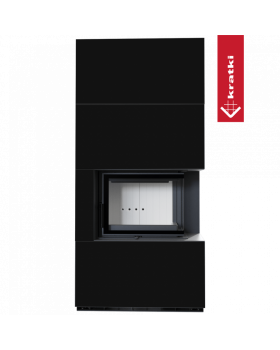 Каминокомплект FLOKI в облицовке NERO ASSOLUTO, угловое стекло справа-foto2