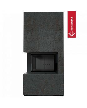 Каминокомплект FLOKI в облицовке OXIDE NERO, угловое стекло слева-foto2