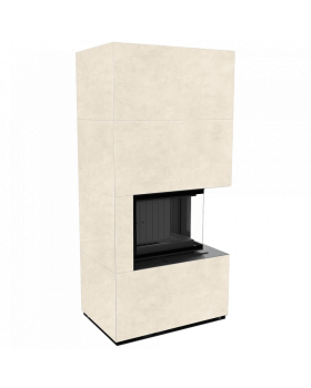 Каминокомплект FLOKI в облицовке FOKOS TALCO, угловое стекло справа-foto3