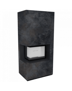 Каминокомплект FLOKI в облицовке OSSIDO NERO, угловое стекло слева-foto4