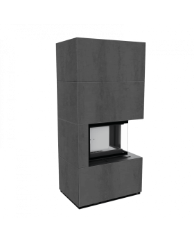 Каминокомплект FLOKI в облицовке NATURALI PIETRA DI SAVOIA ANTRANCITE BOCCIARDATA, угловое стекло справа-foto3