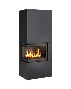 Каминокомплект Kratki SIMPLE Box черный/белый с топкой BS, левый угол Каминокомплект Kratki SIMPLE Box черный/белый с топкой BS, левый угол