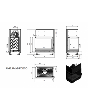 Топка AMELIA/L/BS/DECO, Г-образное стекло слева-foto2