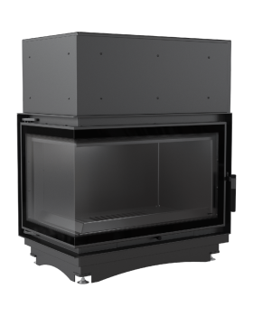 Топка с водяным контуром Oliwia/PW/BL/17/BS/W/DECO, Г-образное стекло слева, змеевик