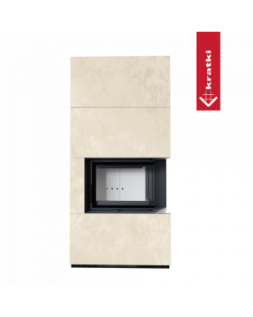 Каминокомплект FLOKI в облицовке OXIDE BIANCO, угловое стекло справа-foto2