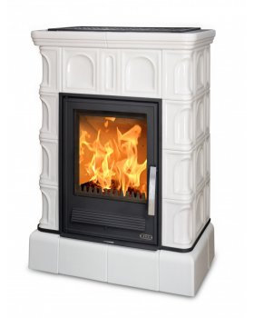 Печь-камин ABX Britania LPI керамическая кафельная, кафельный цоколь (коричневая)