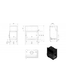 Топка с водяным контуром OLIWIA/PW/BP/17/BS/W, Г-образное стекло справа, змеевик-foto2