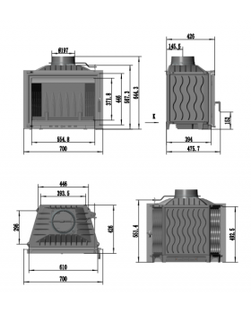 Топка Baron 14 кВт, 700 мм, дымоход d-200мм-foto2