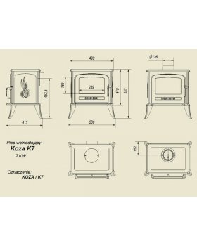 Печь-камин Kratki Koza/K7 чугунная (турбина)-foto2