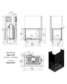 Топка MAJA/L/BS/G, Г-образное стекло слева, гильотина-foto2