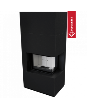 Каминокомплект FLOKI в облицовке ZIMBABWE NERO, угловое стекло справа-foto3