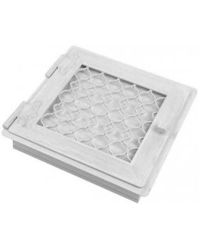 Вентиляционная решетка Ретро белая с одной дверкой открывающейся 22х22