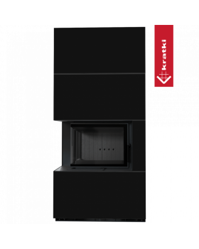 Каминокомплект FLOKI в облицовке NERO ASSOLUTO, угловое стекло слева